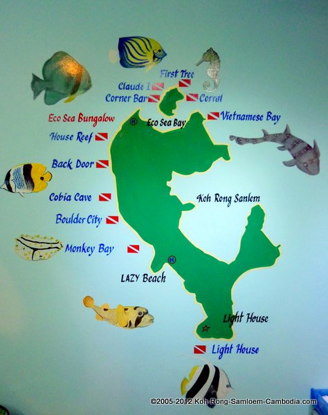 ecosea dive map of koh rong samloem island