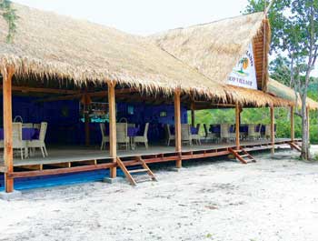 Sun Island Eco Village Bungalow Tents on Koh Rong Samloem Island.